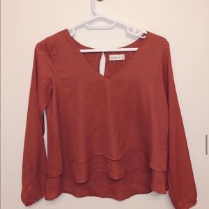 Burnt orange layered flowy blouse